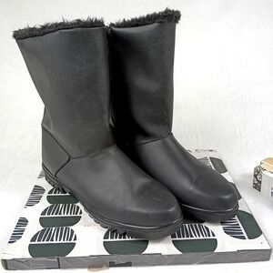 Toe Warmers Womens Black Winter Boots T98836 Faux Fur Lined Mid Calf Size 11 M